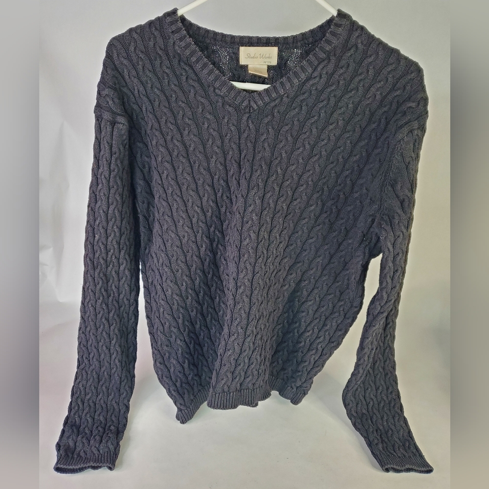 Black cable knit sweater